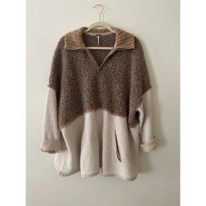 Free People Colorblock Quarter Zip Pullover